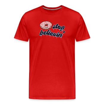 Süßigkeiten Lecker Donut Nachspeise Statement - Männer Premium Bio T-Shirt - Rot - Vorne - Damien (186cm)