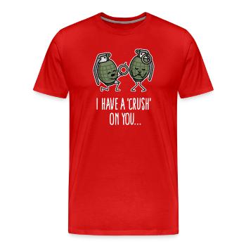 Army Soldier Marriage Proposal Hand Grenade Engagement - Men's Premium Organic T-Shirt - red - Front - Damien (186cm)