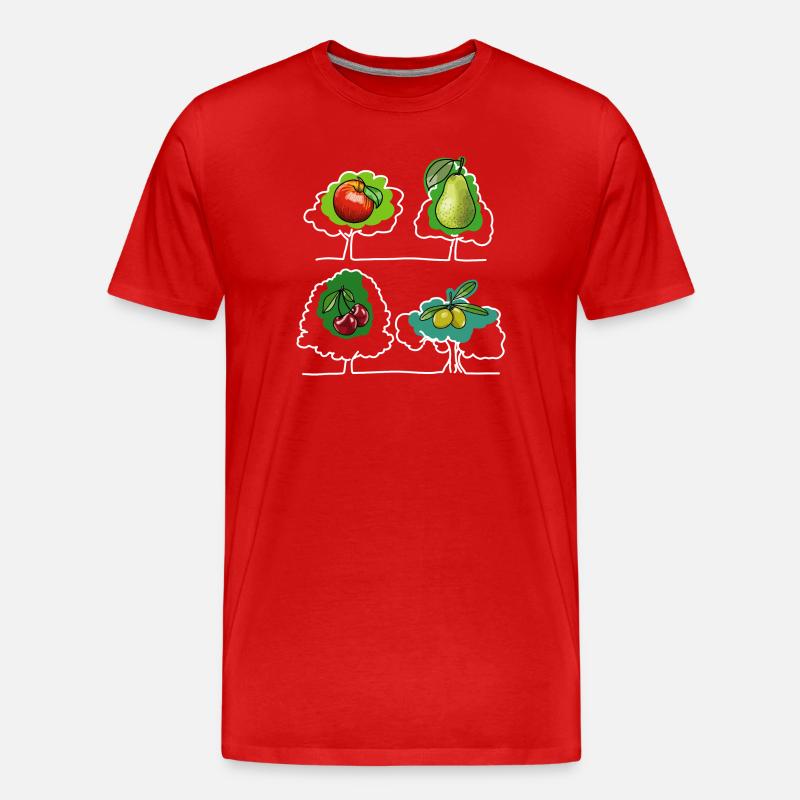 Apfel, Birne, Kirsche - Männer Premium Bio T-Shirt - Rot