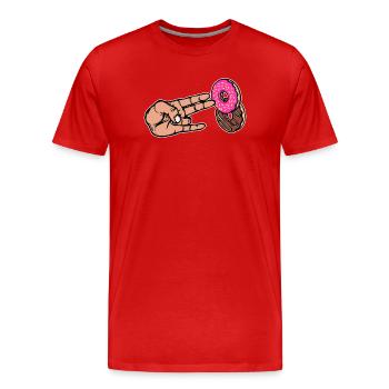 Backen Kalorien Süßigkeiten Donut Naschen Lecker - Männer Premium Bio T-Shirt - Rot - Vorne - Damien (186cm)
