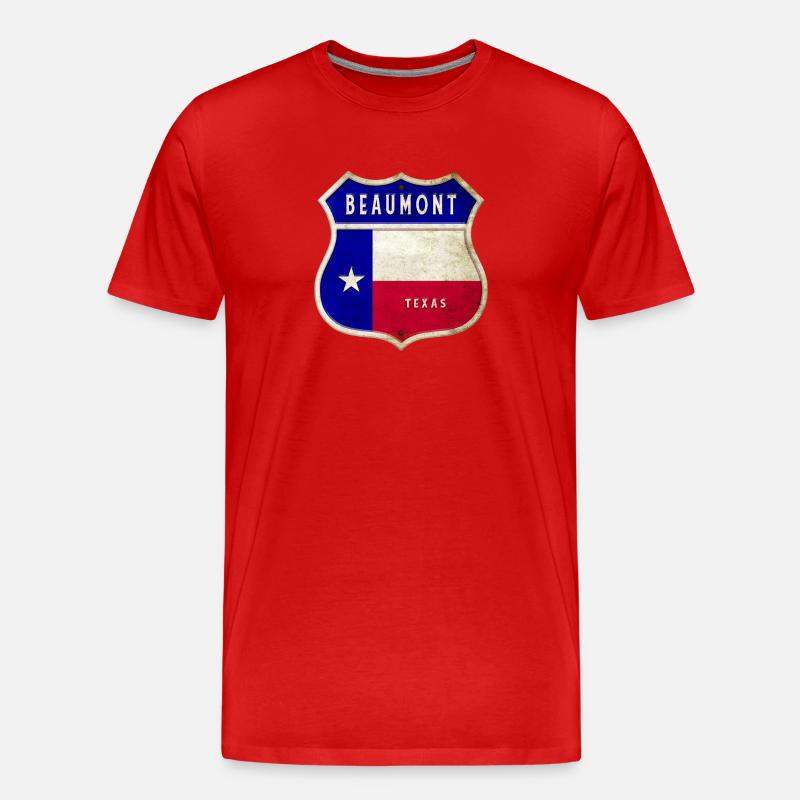Drapeaux de l'écusson Beaumont Texas - T-shirt bio Premium Homme - rouge