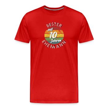 bester Ehemann seit 10 Jahren Rosenhochzeit retro - Männer Premium Bio T-Shirt - Rot - Vorne - Damien (186cm)
