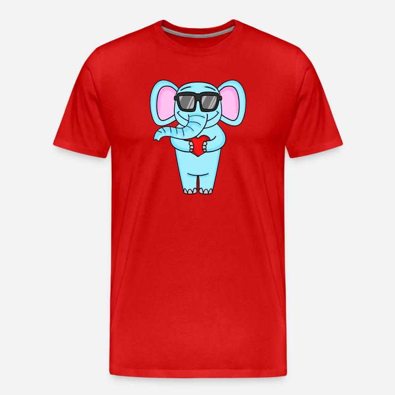 Elefant mit Sonnenbrille und Herz - Männer Premium Bio T-Shirt - Rot