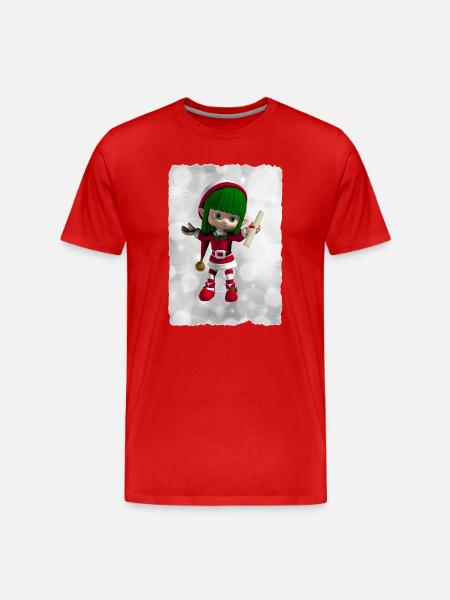 Green Elf - Men's Premium Organic T-Shirt - red