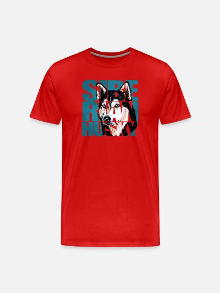 Siberian Husky Portrait - Men's Premium Organic T-Shirt - red