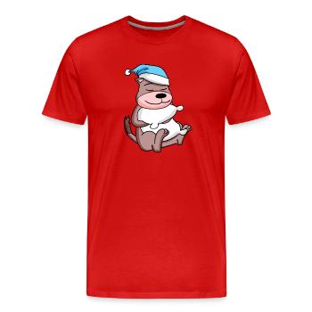 Belette avec oreiller et bonnet de couchage - T-shirt bio Premium Homme - rouge - Devant - Damien (186cm)