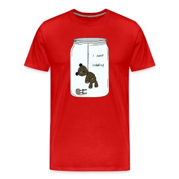 Je déteste les câlins - T-shirt bio Premium Homme - rouge - Devant - Damien (186cm)