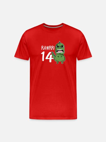 14, fourteen, 14 birthday, 14 years, number 14 - Men's Premium Organic T-Shirt - red