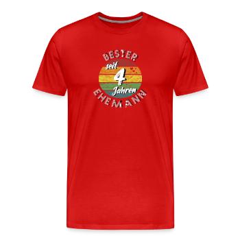 bester Ehemann seit 4 Jahren 4. Hochzeitstag retro - Männer Premium Bio T-Shirt - Rot - Vorne - Damien (186cm)