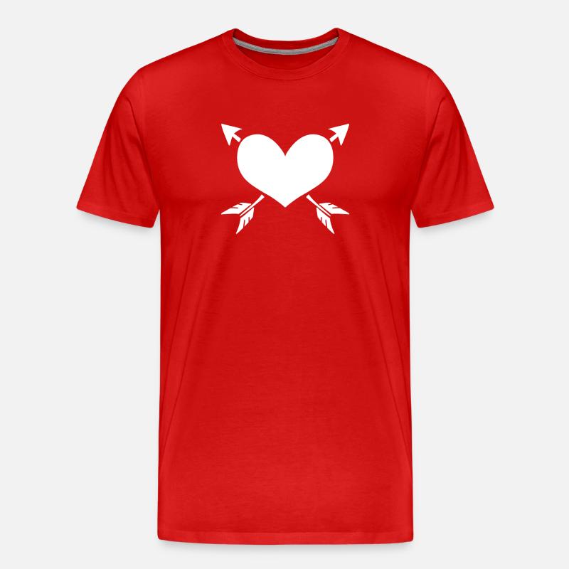 Herz Pfeil - Männer Premium Bio T-Shirt - Rot