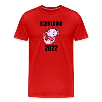 Schuldkind Einschulung 2022 - Männer Premium Bio T-Shirt - Rot - Vorne - Damien (186cm)