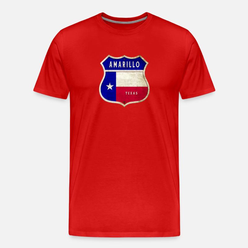 Drapeau Texas à écusson Amarillo - T-shirt bio Premium Homme - rouge