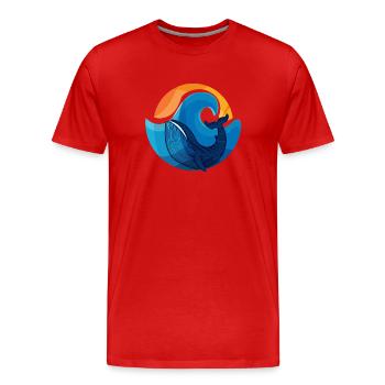 Wellen und Walhai Illustration - Männer Premium Bio T-Shirt - Rot - Vorne - Damien (186cm)