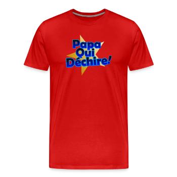 Papa Qui Déchire en Éclats - T-shirt bio Premium Homme - rouge - Devant - Damien (186cm)