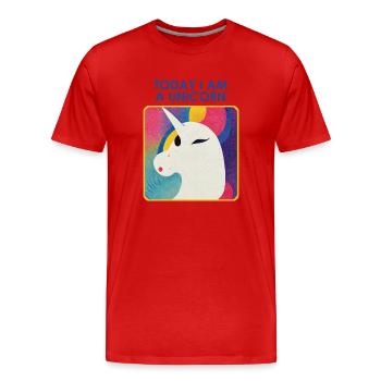 Einhorn mit Motto – Einzigartiges Design - Männer Premium Bio T-Shirt - Rot - Vorne - Damien (186cm)