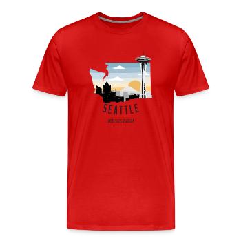 Seattle visuel dessiné - T-shirt bio Premium Homme - rouge - Devant - Damien (186cm)