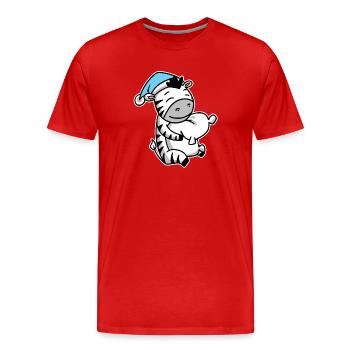 Zèbre avec oreiller et bonnet de couchage - T-shirt bio Premium Homme - rouge - Devant - Damien (186cm)