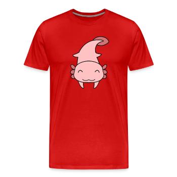 Axolotl doux - T-shirt bio Premium Homme - rouge - Devant - Damien (186cm)