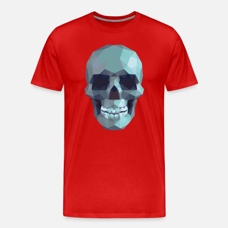 Low Poly Blue Skull – Geometrisch-Gotik-Stil - Männer Premium Bio T-Shirt - Rot