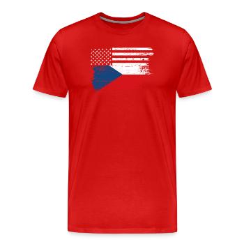Flagge Fusion US Tschechisch - Männer Premium Bio T-Shirt - Rot - Vorne - Damien (186cm)