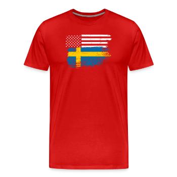 Flag Fusion: US Nordic Brush - Men's Premium Organic T-Shirt - red - Front - Damien (186cm)