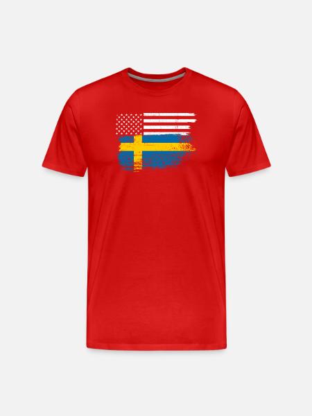 Flag Fusion: US Nordic Brush - Men's Premium Organic T-Shirt - red