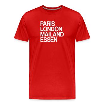 Essen Paris Londres Milan Accueil Cher Essener - T-shirt bio Premium Homme - rouge - Devant - Damien (186cm)