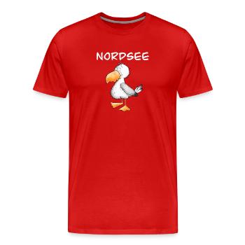 Nordsee Möwe Norden Norddeutschland - Männer Premium Bio T-Shirt - Rot - Vorne - Damien (186cm)