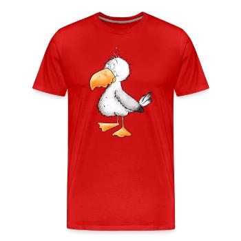 Drollige Möwe I Nordsee Urlaub - Männer Premium Bio T-Shirt - Rot - Vorne - Damien (186cm)