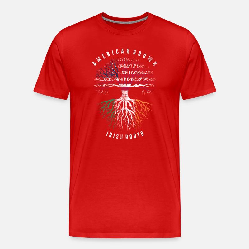 American Irish Roots Skull - Männer Premium Bio T-Shirt - Rot
