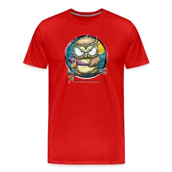 Bis einer Eult! - Männer Premium Bio T-Shirt - Rot - Vorne - Damien (186cm)