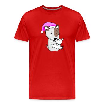 Hund Hunderasse Bullterrier - Männer Premium Bio T-Shirt - Rot - Vorne - Damien (186cm)