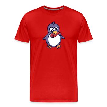 Sweet Animal Bird Penguin Seabird Zoo Pôle Sud - T-shirt bio Premium Homme - rouge - Devant - Damien (186cm)