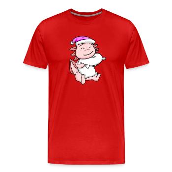 Axolotl avec oreiller et bonnet de couchage - T-shirt bio Premium Homme - rouge - Devant - Damien (186cm)