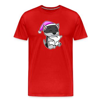 Chien race de chien Siberian Husky - T-shirt bio Premium Homme - rouge - Devant - Damien (186cm)