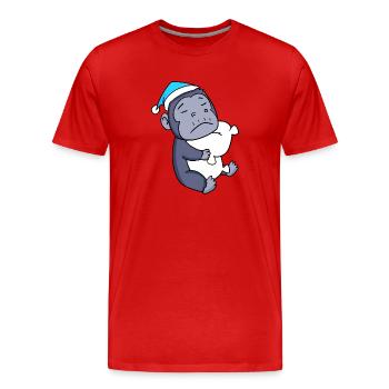 Gorille avec oreiller et bonnet de couchage - T-shirt bio Premium Homme - rouge - Devant - Damien (186cm)