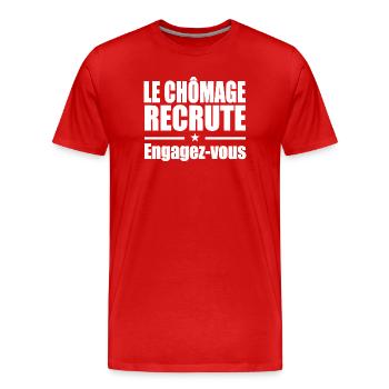 Le Chômage Engagez-vous - T-shirt bio Premium Homme - rouge - Devant - Damien (186cm)