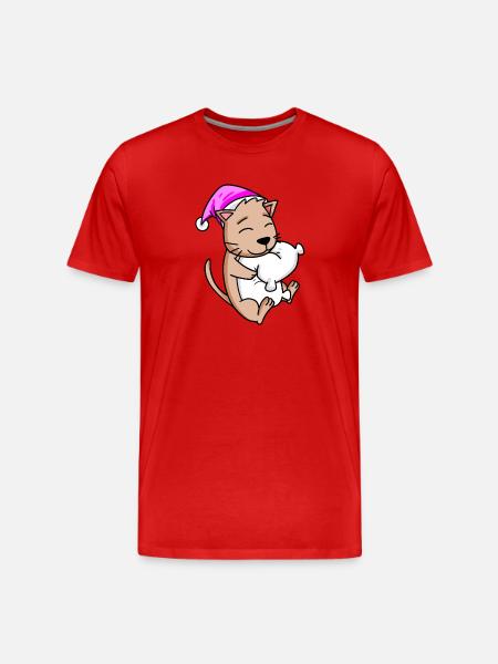 Chat avec oreiller - T-shirt bio Premium Homme - rouge