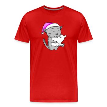 Ägyptische Mau - Männer Premium Bio T-Shirt - Rot - Vorne - Damien (186cm)