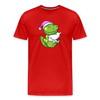Dinosaure avec oreiller et bonnet de couchage - T-shirt bio Premium Homme - rouge - Devant - Damien (186cm)