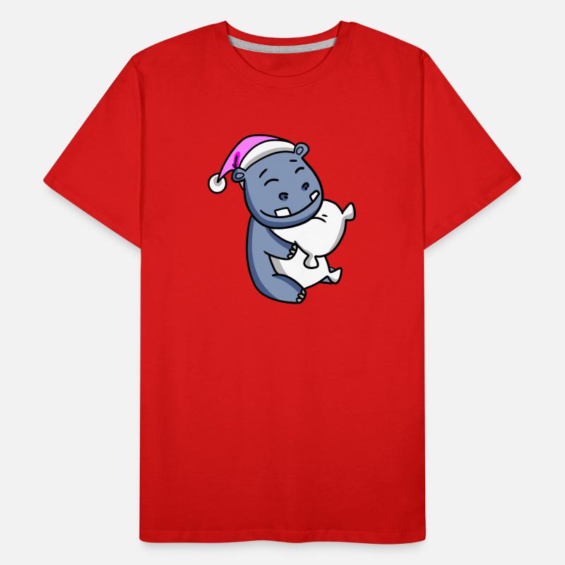 Hippo with pillow and sleeping cap Men's Premium Organic T-Shirt