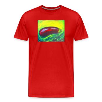 Aubergine verte - T-shirt bio Premium Homme - rouge - Devant - Damien (186cm)