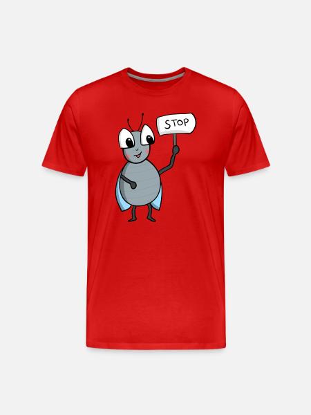 Fliege mit STOP Schild - Männer Premium Bio T-Shirt - Rot