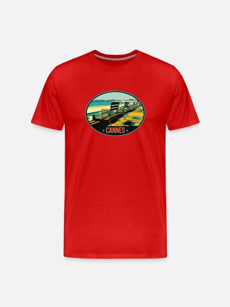 Cannes France view of the Croisette - Men's Premium Organic T-Shirt - red