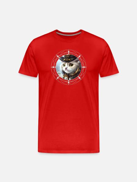 Cute steampunk kitten - Men's Premium Organic T-Shirt - red