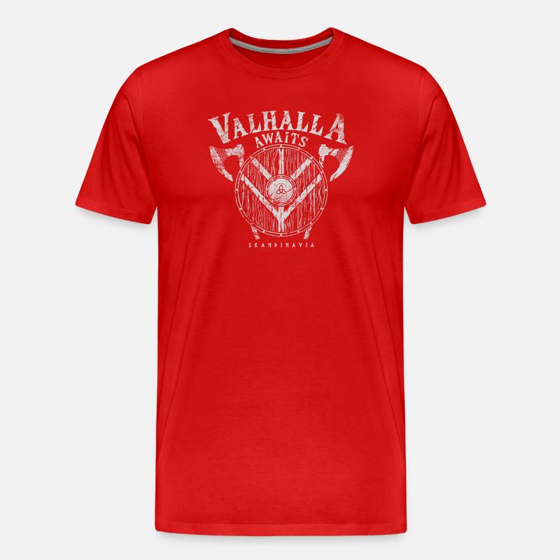 Valhalla Awaits - Männer Premium Bio T-Shirt - Rot