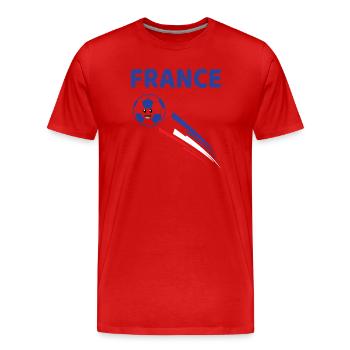 Ballon de Foot Kawaii aux Couleurs de la France - T-shirt bio Premium Homme - rouge - Devant - Damien (186cm)