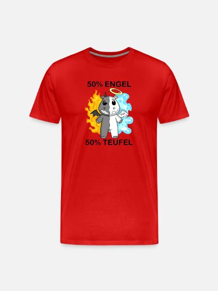 Nilpferd - Engel und Teufel - Männer Premium Bio T-Shirt - Rot