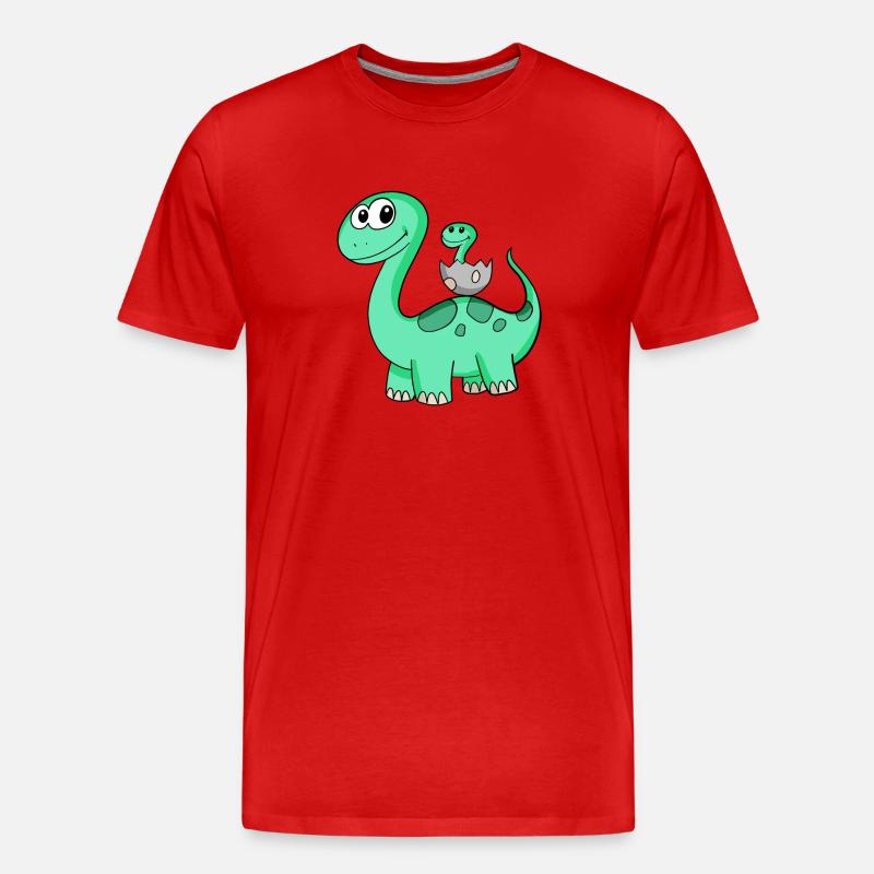 Dinosaurier mit Baby Dinosaurier - Männer Premium Bio T-Shirt - Rot