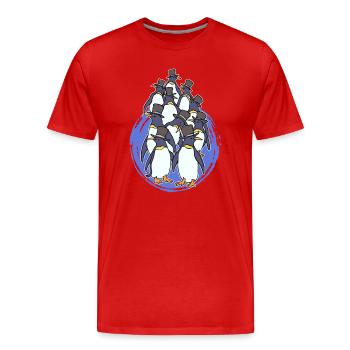 glace froide pingouin animal antarctique oiseau de mer - T-shirt bio Premium Homme - rouge - Devant - Damien (186cm)
